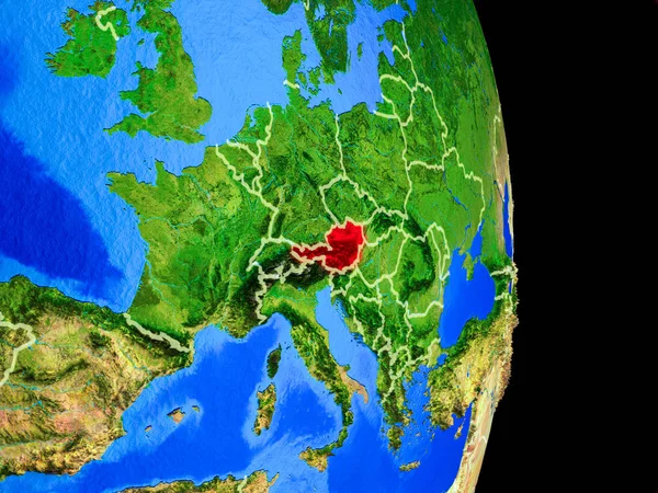 Autriche Sur Modèle Réaliste Planète Terre Avec Les Frontières Pays — Photo
