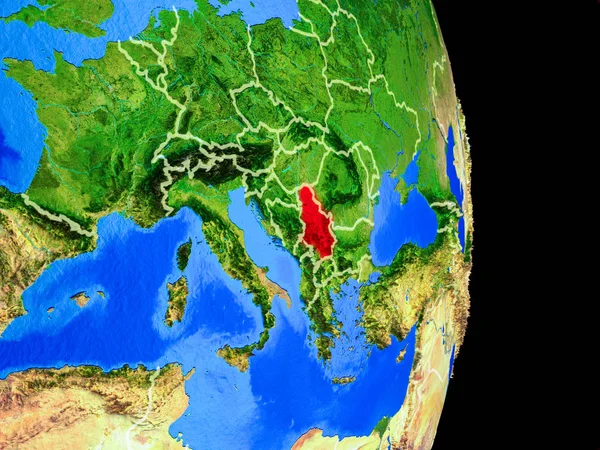 Сербия Реалистичной Модели Планеты Земля Страновыми Границами Подробной Поверхностью Планеты — стоковое фото