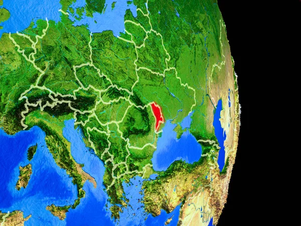 Moldavië Realistische Model Van Planeet Aarde Met Landsgrenzen Zeer Gedetailleerde — Stockfoto