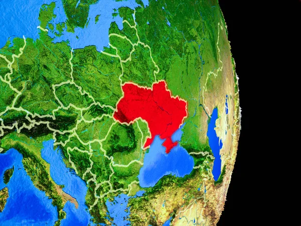 Oekraïne Realistische Model Van Planeet Aarde Met Landsgrenzen Zeer Gedetailleerde — Stockfoto