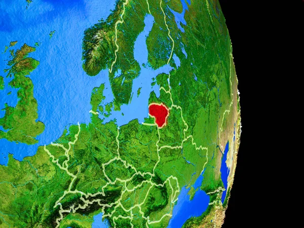 Litvánia Reális Modell Föld Bolygó Nagyon Részletes Bolygó Felszínén Ország — Stock Fotó