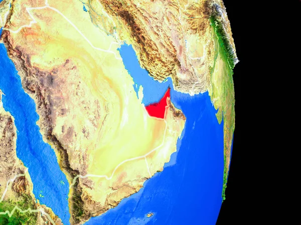 Emiratos Árabes Unidos Modelo Realista Del Planeta Tierra Con Fronteras — Foto de Stock