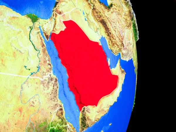 Саудовская Аравия Реалистичной Модели Планеты Земля Границами Страны Подробной Поверхностью — стоковое фото
