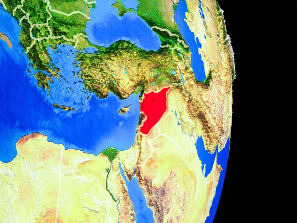 Síria Modelo Realista Planeta Terra Com Fronteiras País Superfície Planeta — Fotografia de Stock