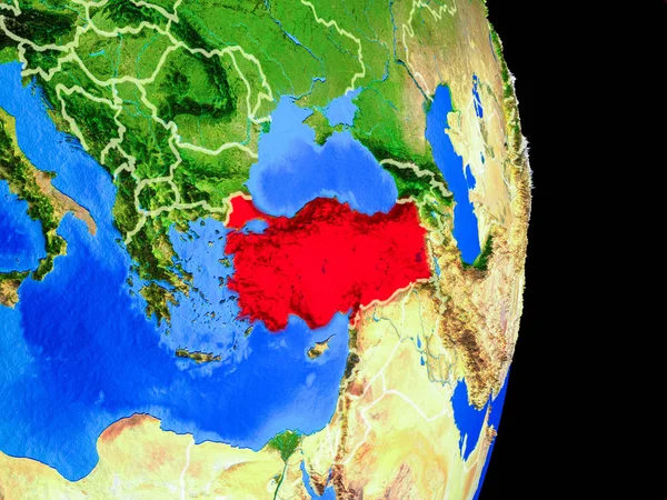 Turquia Modelo Realista Planeta Terra Com Fronteiras País Superfície Planeta — Fotografia de Stock