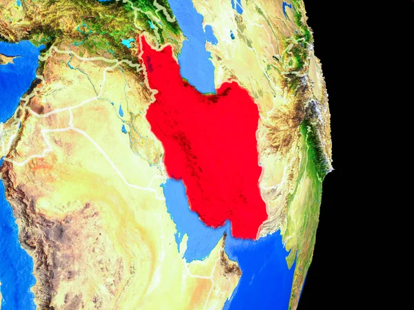Iran Realistinen Malli Maapallon Kanssa Maarajojen Hyvin Yksityiskohtainen Planeetan Pintaan — kuvapankkivalokuva