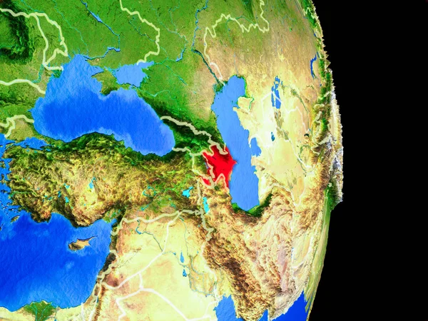 Azerbaiyán Modelo Realista Del Planeta Tierra Con Fronteras Nacionales Una —  Fotos de Stock