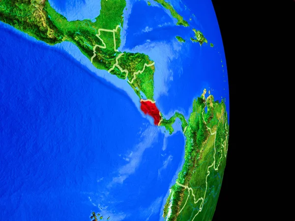 Costa Rica Auf Einem Realistischen Modell Des Planeten Erde Mit — Stockfoto