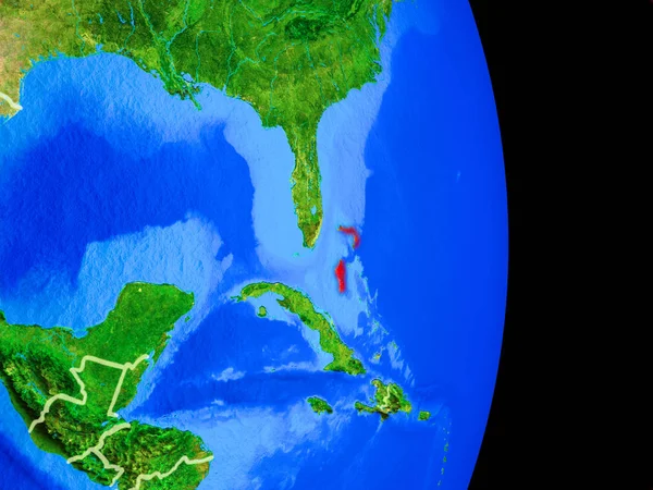 Bahamy Realistyczny Model Planety Ziemia Granic Kraju Bardzo Szczegółowe Powierzchni — Zdjęcie stockowe