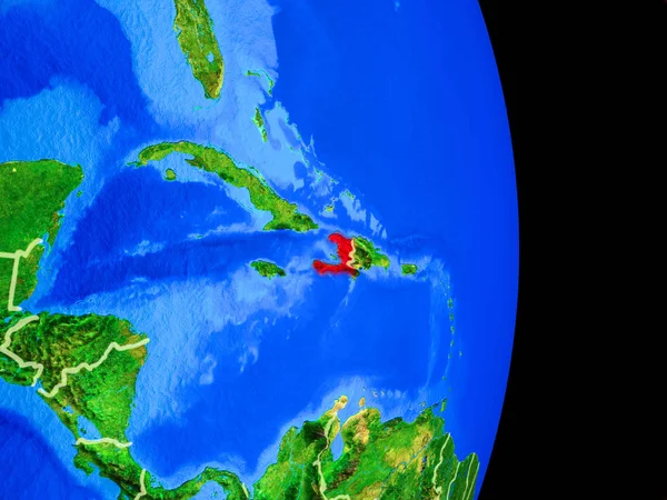 Haiti Auf Realistischem Modell Des Planeten Erde Mit Ländergrenzen Und — Stockfoto