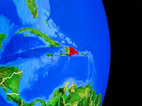 ドミニカ共和国国境と非常に詳細な惑星と地球の現実的なモデル イラスト Nasa から提供されたこのイメージの要素 — ストック写真