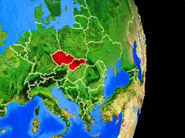 Eski Çekoslovakya gerçekçi bir model ülke sınırları ve çok detaylı gezegenin yüzeyi ile dünya gezegeni üzerinde. 3D çizim. Nasa tarafından döşenmiş bu görüntü unsurları.