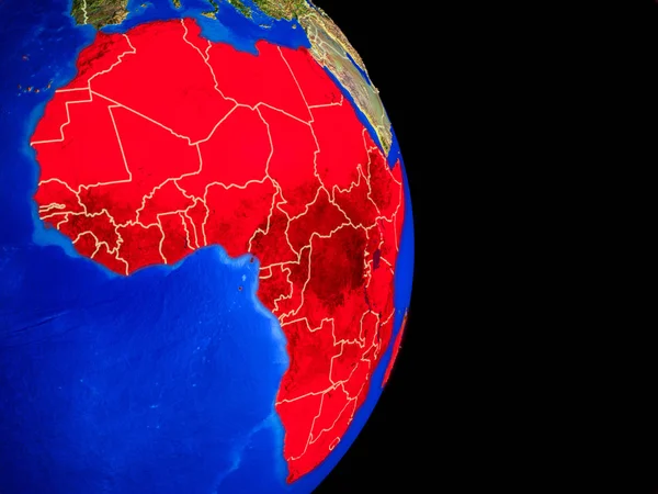 Africa on realistic model of planet Earth with country borders and very detailed planet surface. 3D illustration. Elements of this image furnished by NASA.