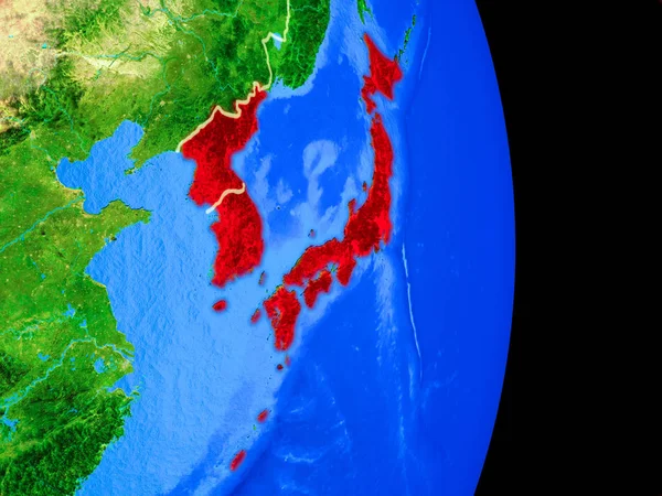 Japan Korea Realistische Model Van Planeet Aarde Met Landsgrenzen Zeer — Stockfoto