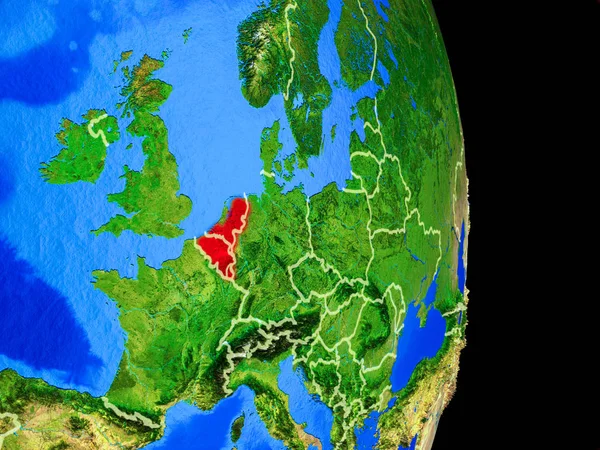 Benelux Union Realistic Model Planet Earth Country Borders Very Detailed — Stock Photo, Image