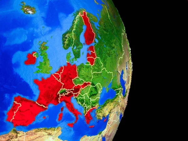 Avro bölgesi ülkelerinin gerçekçi bir model ülke sınırları ve çok detaylı gezegenin yüzeyi ile dünya gezegeni üzerinde. 3D çizim. Nasa tarafından döşenmiş bu görüntü unsurları.