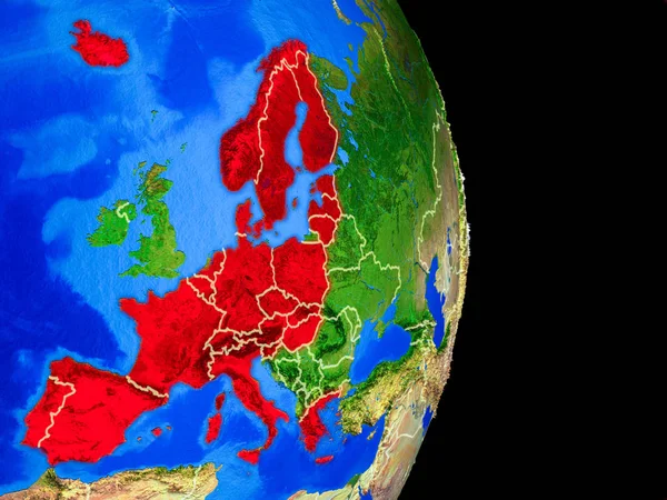 Membri Dello Spazio Schengen Sul Modello Realistico Del Pianeta Terra — Foto Stock