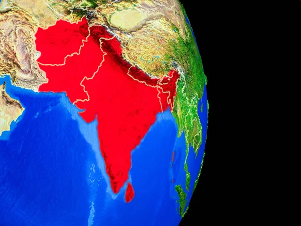 Saarc Memeber States Realistic Model Planet Earth Country Borders Very — Stock Photo, Image