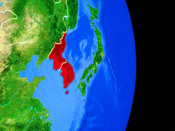 Corée Sur Modèle Réaliste Planète Terre Avec Les Frontières Pays — Photo
