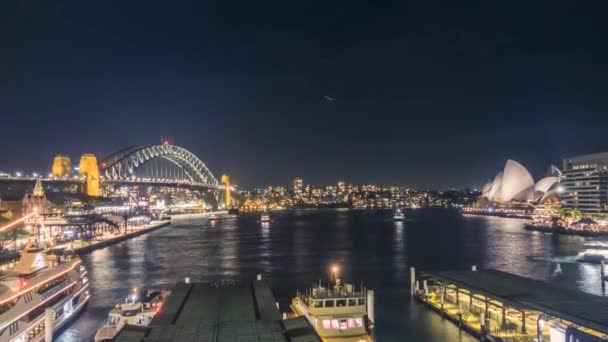 Sydney Harbour na noc timelapse — Wideo stockowe