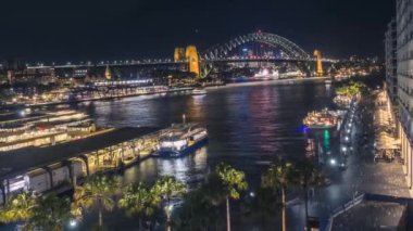 Sydney Harbour Bridge timelapse geceleri