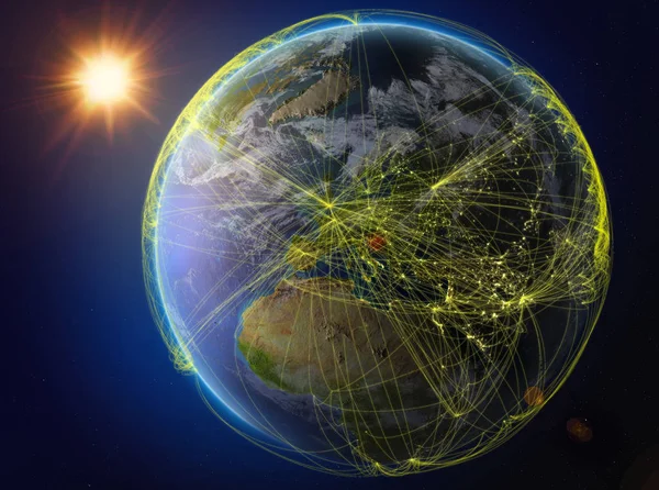 Chorwacja Kosmosu Planeta Ziemia Sieci Reprezentujące Międzynarodowej Komunikacji Technologii Podróży — Zdjęcie stockowe