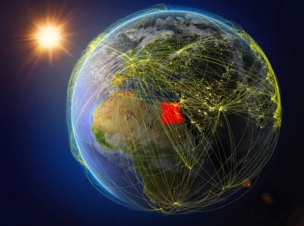 Egito Espaço Planeta Terra Com Rede Representando Comunicação Internacional Tecnologia — Fotografia de Stock