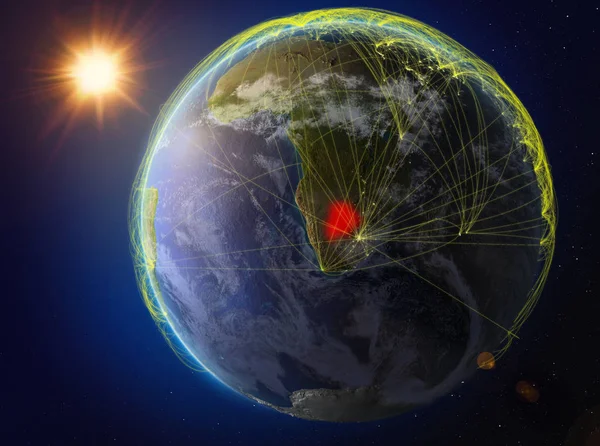 Botswana Vesmíru Planeta Země Sítí Představující Mezinárodní Komunikace Technologie Cestování — Stock fotografie