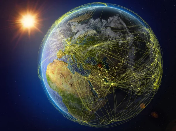 Armenië Vanuit Ruimte Planeet Aarde Met Netwerk Vertegenwoordigers Van Internationale — Stockfoto