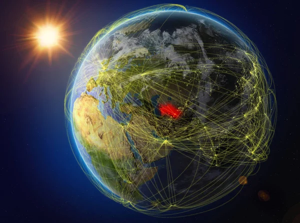 Turkmenistan Space Planet Earth Network Representing International Communication Technology Travel — Stock Photo, Image