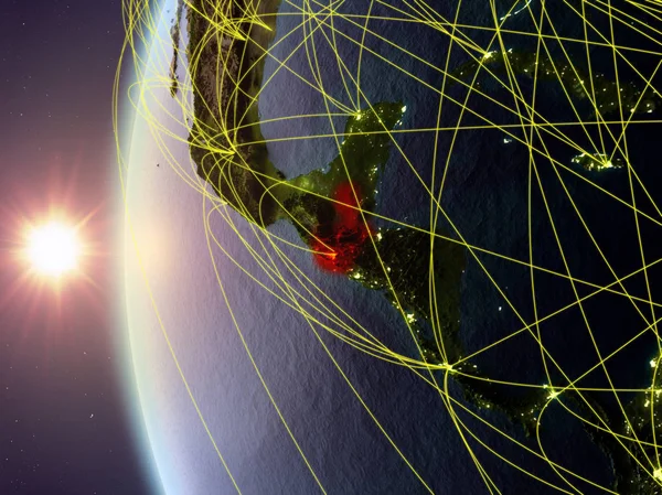 Гватемала Космосу Моделі Землі Під Час Заходу Сонця Міжнародної Мережі — стокове фото