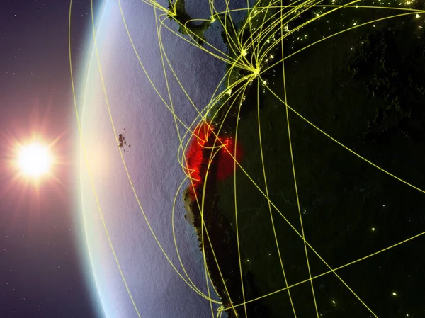 Еквадор Космосу Моделі Землі Під Час Заходу Сонця Міжнародної Мережі — стокове фото