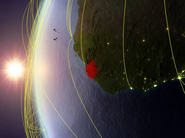 Сьєрра Леоне Космосу Моделі Землі Під Час Заходу Сонця Міжнародної — стокове фото
