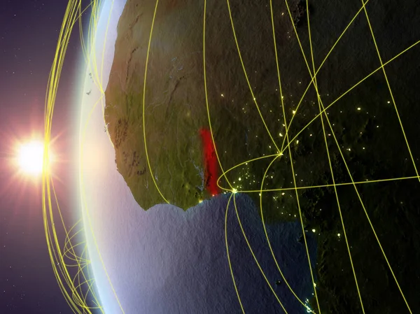 Togo Космосу Моделі Землі Під Час Заходу Сонця Міжнародної Мережі — стокове фото