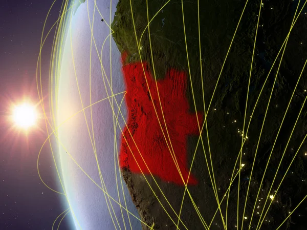 Ангола Космосу Моделі Землі Під Час Заходу Сонця Міжнародної Мережі — стокове фото