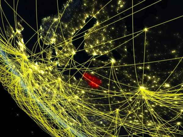 ネットワークとの夜の宇宙から地球上のリトアニア 国際コミュニケーション 旅行のコンセプトです イラスト Nasa から提供されたこのイメージの要素 — ストック写真