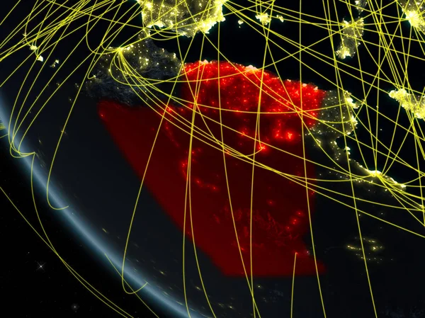 Algerien Auf Dem Planeten Erde Aus Dem All Der Nacht — Stockfoto