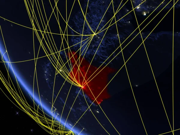 ネットワークとの夜の宇宙から地球上のケニア 国際コミュニケーション 旅行のコンセプトです イラスト Nasa から提供されたこのイメージの要素 — ストック写真