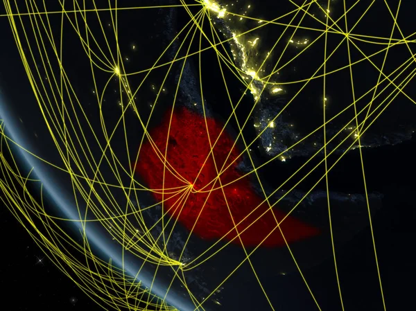 Ethiopië Planeet Aarde Vanuit Ruimte Night Met Netwerk Concept Van — Stockfoto