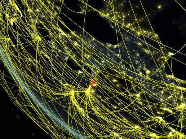 Líbano Planeta Terra Partir Espaço Noite Com Rede Conceito Comunicação — Fotografia de Stock