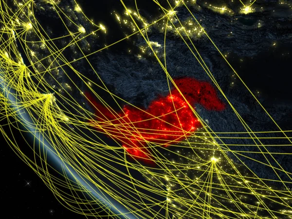 Paquistão Planeta Terra Partir Espaço Noite Com Rede Conceito Comunicação — Fotografia de Stock