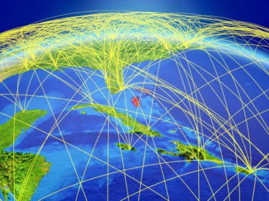 Bahamalar Planet Earth ile uluslararası ağ iletişim, seyahat ve bağlantıları temsil eden. 3D çizim. Nasa tarafından döşenmiş bu görüntü unsurları.
