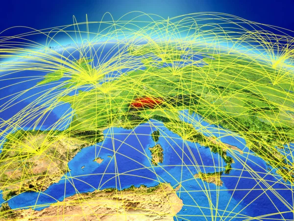 Suiza Planeta Tierra Con Una Red Internacional Que Representa Comunicación —  Fotos de Stock