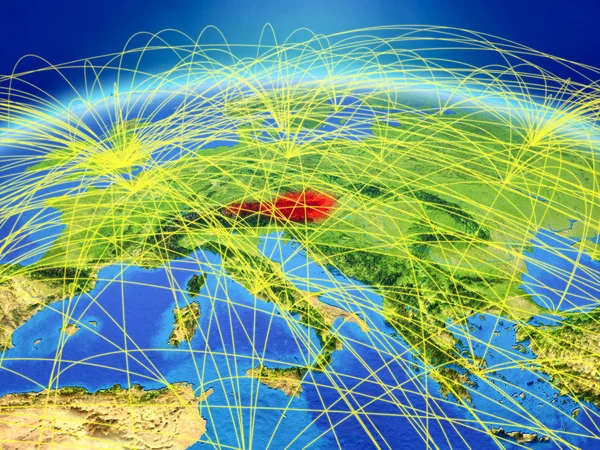 国際的なネットワーク通信 旅行および接続を表す地球上オーストリア イラスト Nasa から提供されたこのイメージの要素 — ストック写真