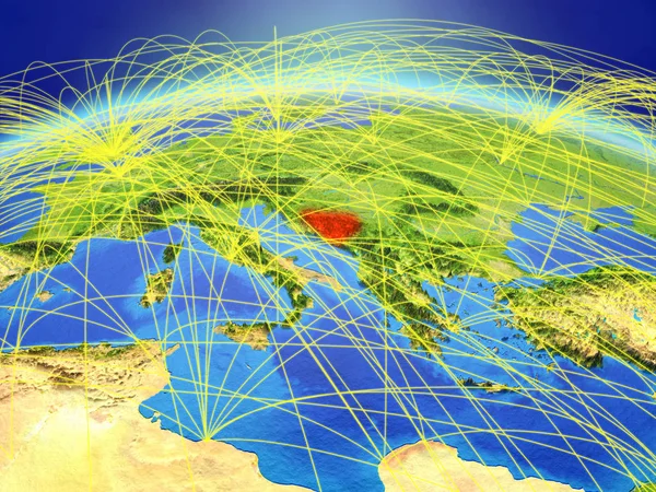 Bosnia Herzegovina Planet Earth International Network Representing Communication Travel Connections — Stock Photo, Image