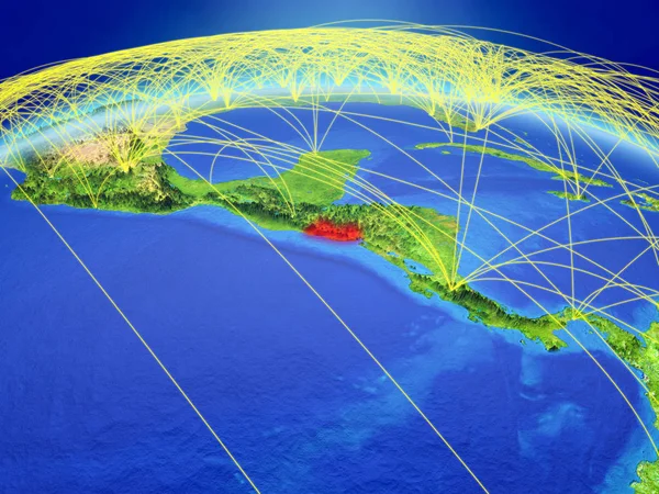 Сальвадор Планете Земля Международной Сетью Представляющей Связь Путешествия Связи Иллюстрация — стоковое фото