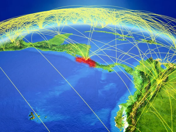 Costa Rica Planet Earth International Network Representing Communication Travel Connections — Stock Photo, Image