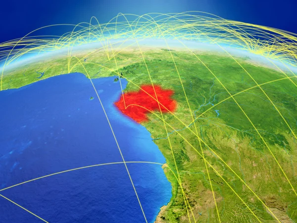 Gabon Auf Dem Planeten Erde Mit Internationalem Netzwerk Für Kommunikation — Stockfoto