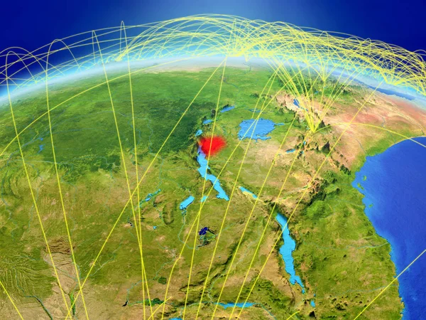 地球上的布隆迪 具有代表通信 旅行和连接的国际网络 美国宇航局提供的这张图片的元素 — 图库照片