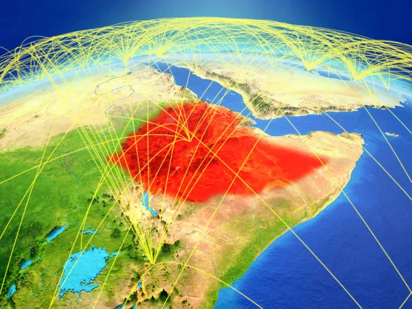 Éthiopie Sur Planète Terre Avec Réseau International Représentant Communication Les — Photo